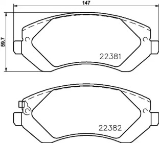 Комплект тормозных колодок HELLA 8DB 355 024-881