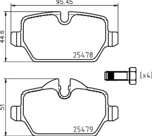 Комплект тормозных колодок HELLA 8DB 355 020-111