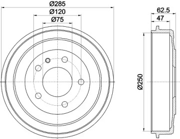 Тормозный барабан HELLA 8DT 355 300-001