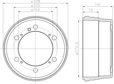 Тормозный барабан HELLA 8DT 355 301-661