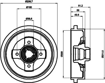 Тормозный барабан HELLA 8DT 355 301-701