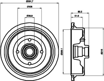 Тормозный барабан HELLA 8DT 355 301-611