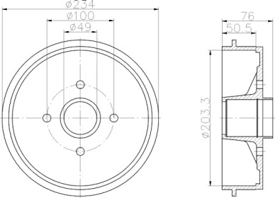 Тормозный барабан HELLA 8DT 355 302-221