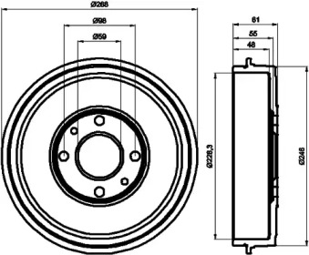 Тормозный барабан HELLA 8DT 355 300-071