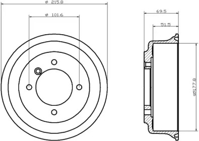 Тормозный барабан HELLA 8DT 355 302-251