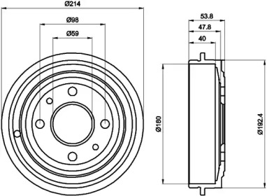 Тормозный барабан HELLA 8DT 355 300-081