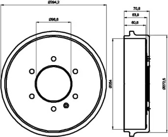 Тормозный барабан HELLA 8DT 355 302-181