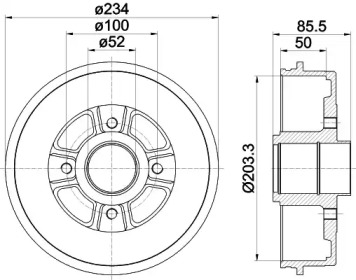 Тормозный барабан HELLA 8DT 355 301-391