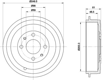 Тормозный барабан HELLA 8DT 355 301-421