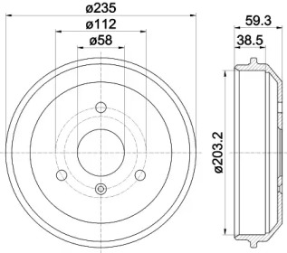 Тормозный барабан HELLA 8DT 355 301-581