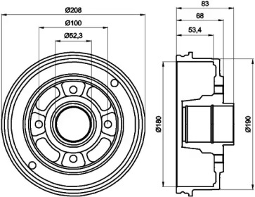 Тормозный барабан HELLA 8DT 355 300-351