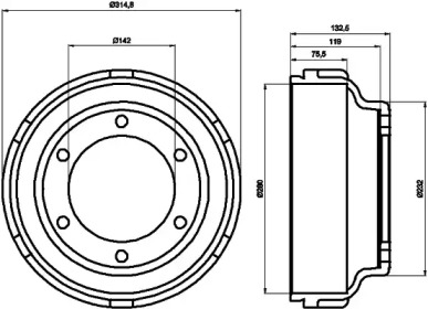 Тормозный барабан HELLA 8DT 355 300-471