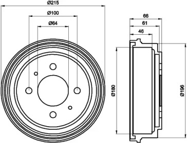 Тормозный барабан HELLA 8DT 355 300-531