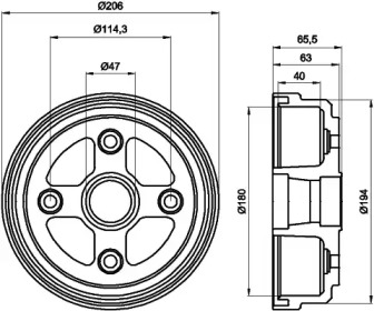 Тормозный барабан HELLA 8DT 355 300-541