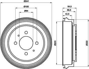 Тормозный барабан HELLA 8DT 355 300-551