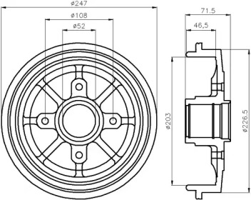 Тормозный барабан HELLA 8DT 355 300-731