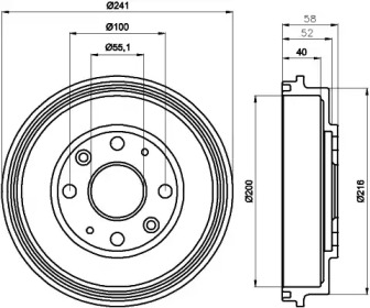 Тормозный барабан HELLA 8DT 355 300-761