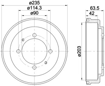 Тормозный барабан HELLA 8DT 355 300-831