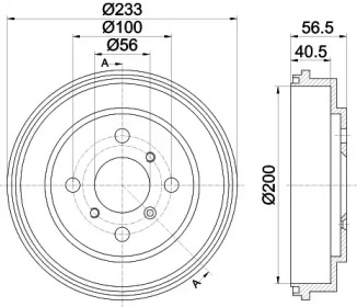 Тормозный барабан HELLA 8DT 355 301-011