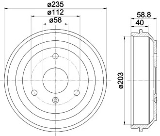 Тормозный барабан HELLA 8DT 355 301-851