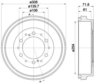 Тормозный барабан HELLA 8DT 355 302-421