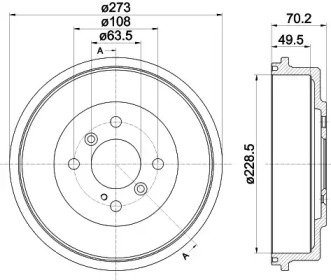 Тормозный барабан HELLA 8DT 355 303-001