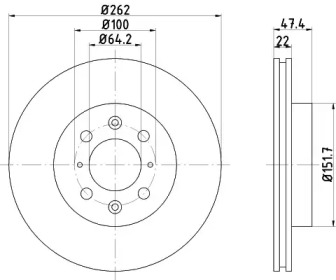 Тормозной диск HELLA 8DD 355 104-041