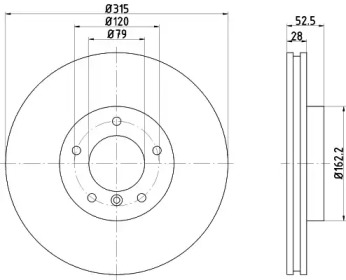 Тормозной диск HELLA 8DD 355 104-081