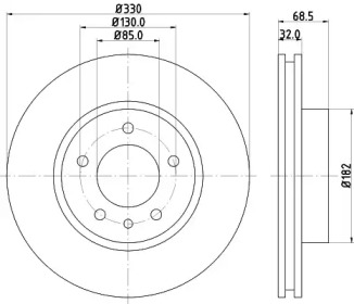 Тормозной диск HELLA 8DD 355 128-041