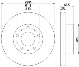 Тормозной диск HELLA 8DD 355 113-691