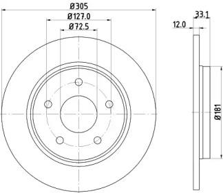 Тормозной диск HELLA 8DD 355 129-001