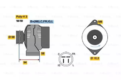 Генератор BOSCH 0 986 038 551