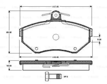 Комплект тормозных колодок BOSCH 0 986 TB2 039