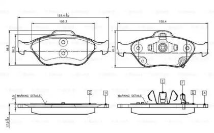 Комплект тормозных колодок BOSCH 0 986 TB3 016