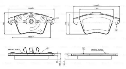 Комплект тормозных колодок BOSCH 0 986 TB3 061