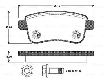 Комплект тормозных колодок BOSCH 0 986 TB3 093