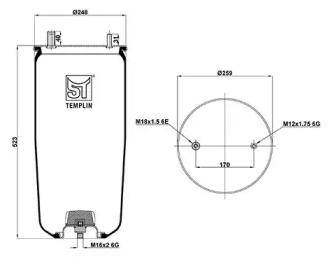 Баллон пневматической рессоры ST-TEMPLIN 04.060.6106.061