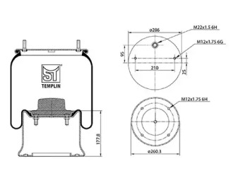 Баллон пневматической рессоры ST-TEMPLIN 04.060.6106.070