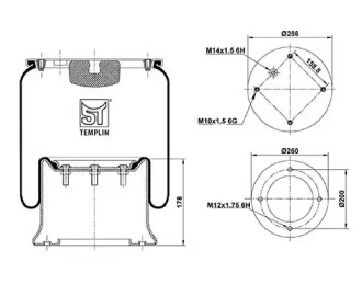 Баллон пневматической рессоры ST-TEMPLIN 04.060.6106.330