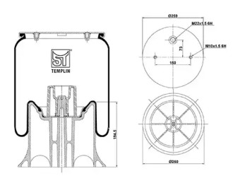 Баллон пневматической рессоры ST-TEMPLIN 04.060.6106.340