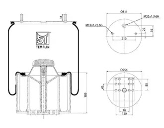 Баллон пневматической рессоры ST-TEMPLIN 04.060.6106.540