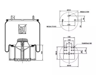 Баллон пневматической рессоры ST-TEMPLIN 04.060.6106.560