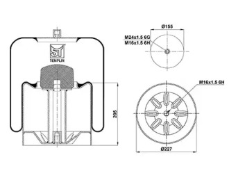 Баллон пневматической рессоры ST-TEMPLIN 04.060.6106.580