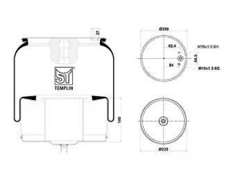 Баллон пневматической рессоры ST-TEMPLIN 04.060.6106.670