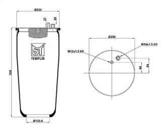 Баллон пневматической рессоры ST-TEMPLIN 04.060.6106.950
