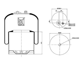 Баллон пневматической рессоры ST-TEMPLIN 04.060.6206.030