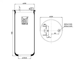 Баллон пневматической рессоры ST-TEMPLIN 04.060.6206.051