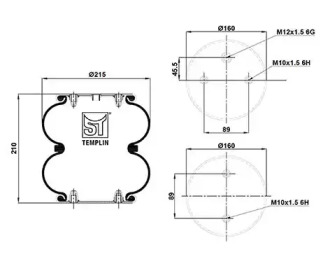 Баллон пневматической рессоры ST-TEMPLIN 04.060.6206.270