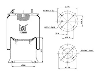 Баллон пневматической рессоры ST-TEMPLIN 04.060.6206.531