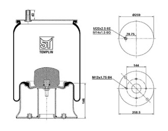 Баллон пневматической рессоры ST-TEMPLIN 04.060.6206.850